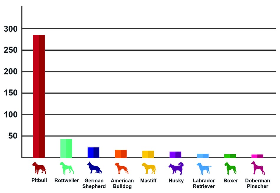 Graph of Dog Attack Statistics by Breed